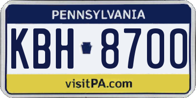 PA license plate KBH8700