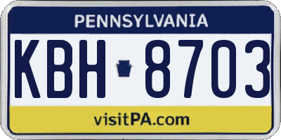 PA license plate KBH8703