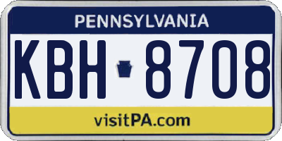 PA license plate KBH8708