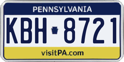 PA license plate KBH8721