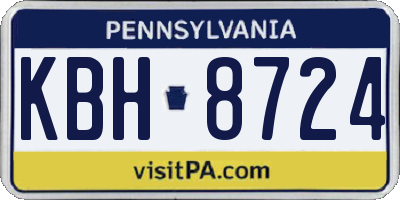 PA license plate KBH8724
