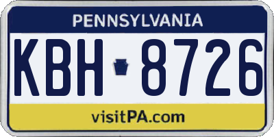 PA license plate KBH8726