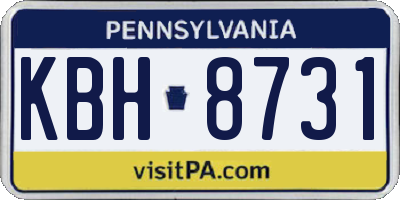 PA license plate KBH8731