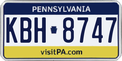 PA license plate KBH8747
