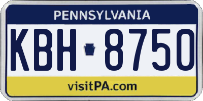 PA license plate KBH8750