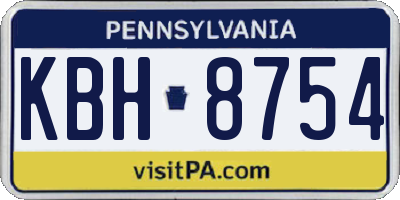 PA license plate KBH8754