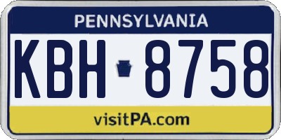 PA license plate KBH8758