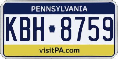 PA license plate KBH8759