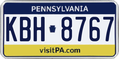 PA license plate KBH8767