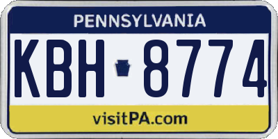 PA license plate KBH8774