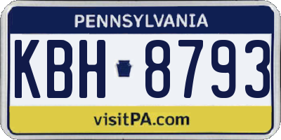 PA license plate KBH8793