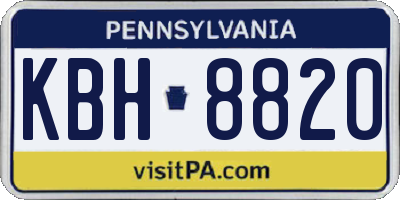 PA license plate KBH8820