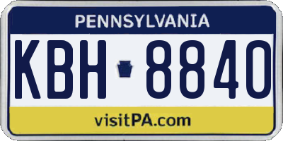 PA license plate KBH8840