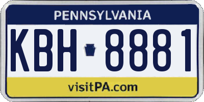 PA license plate KBH8881