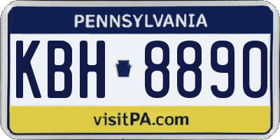 PA license plate KBH8890