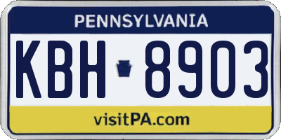 PA license plate KBH8903