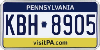PA license plate KBH8905