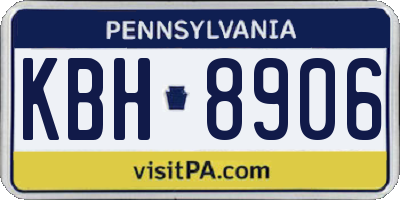 PA license plate KBH8906