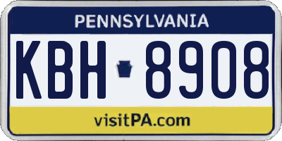 PA license plate KBH8908