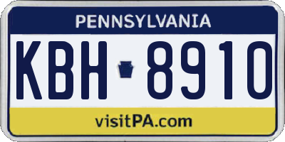 PA license plate KBH8910