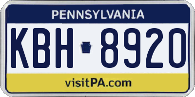 PA license plate KBH8920