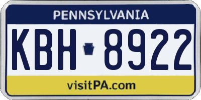 PA license plate KBH8922