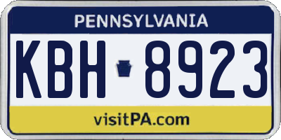 PA license plate KBH8923