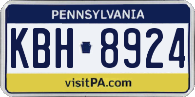PA license plate KBH8924