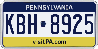 PA license plate KBH8925