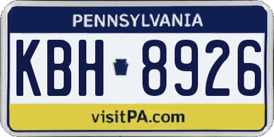 PA license plate KBH8926