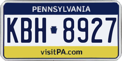 PA license plate KBH8927
