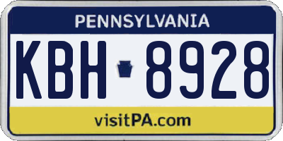 PA license plate KBH8928