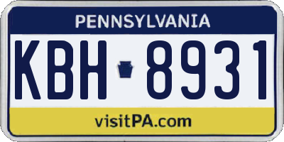 PA license plate KBH8931