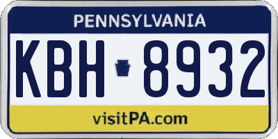 PA license plate KBH8932