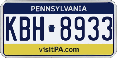 PA license plate KBH8933