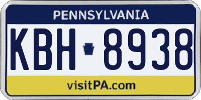 PA license plate KBH8938