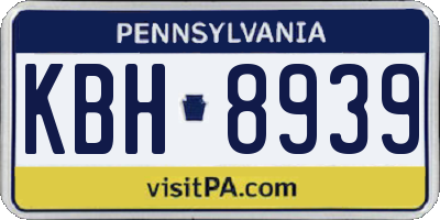 PA license plate KBH8939