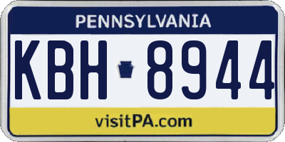PA license plate KBH8944