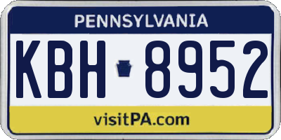PA license plate KBH8952