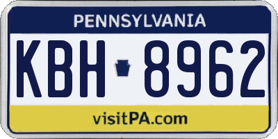 PA license plate KBH8962