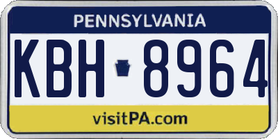 PA license plate KBH8964