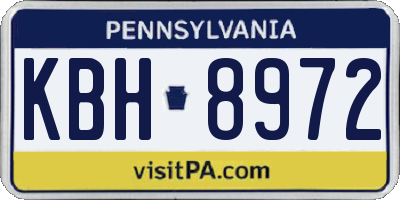 PA license plate KBH8972