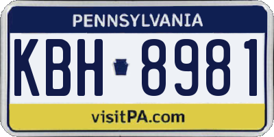 PA license plate KBH8981