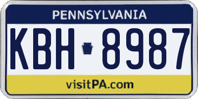 PA license plate KBH8987