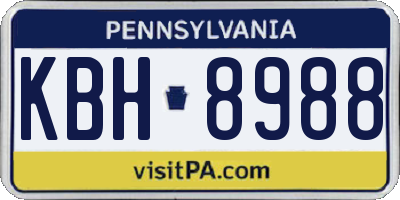 PA license plate KBH8988