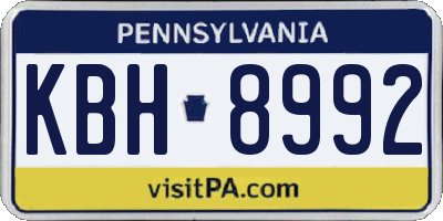 PA license plate KBH8992