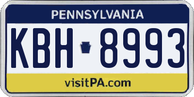 PA license plate KBH8993