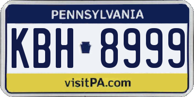 PA license plate KBH8999