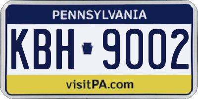 PA license plate KBH9002