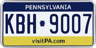 PA license plate KBH9007